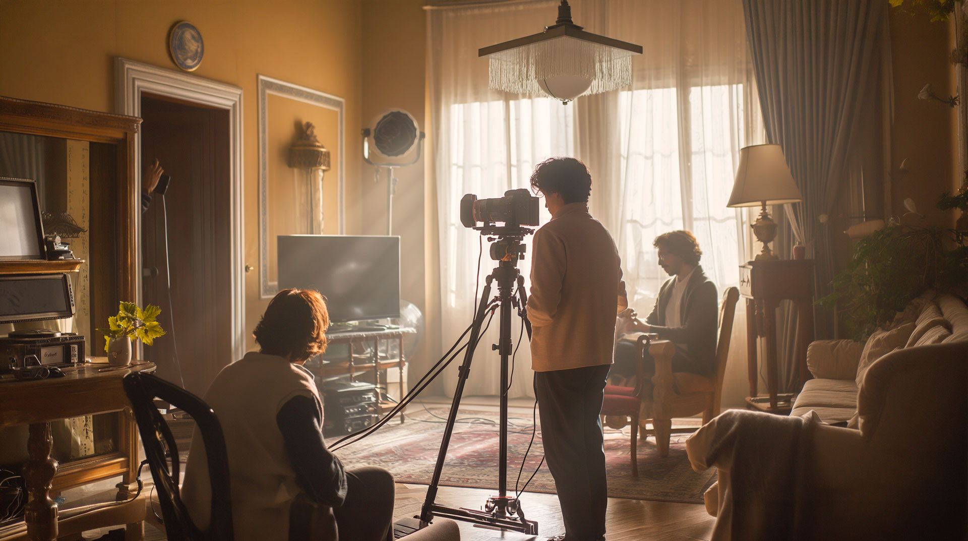 Rodaje en interior con equipo de cámara